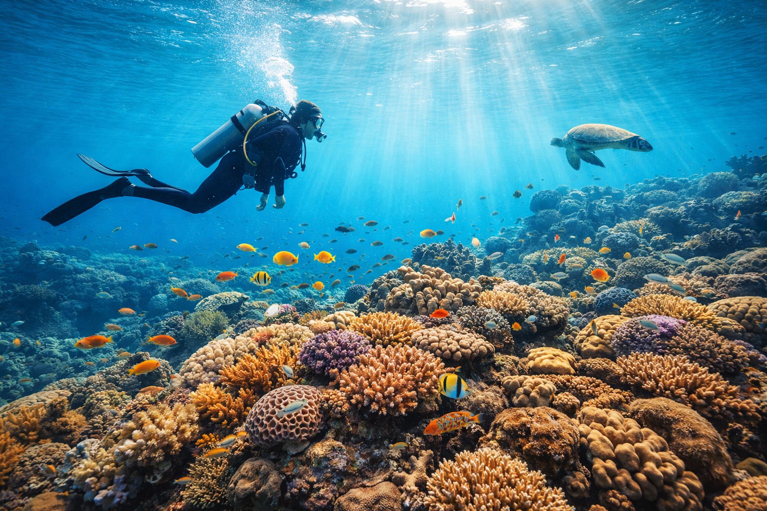 Scuba diving in Guam's crystal clear waters
