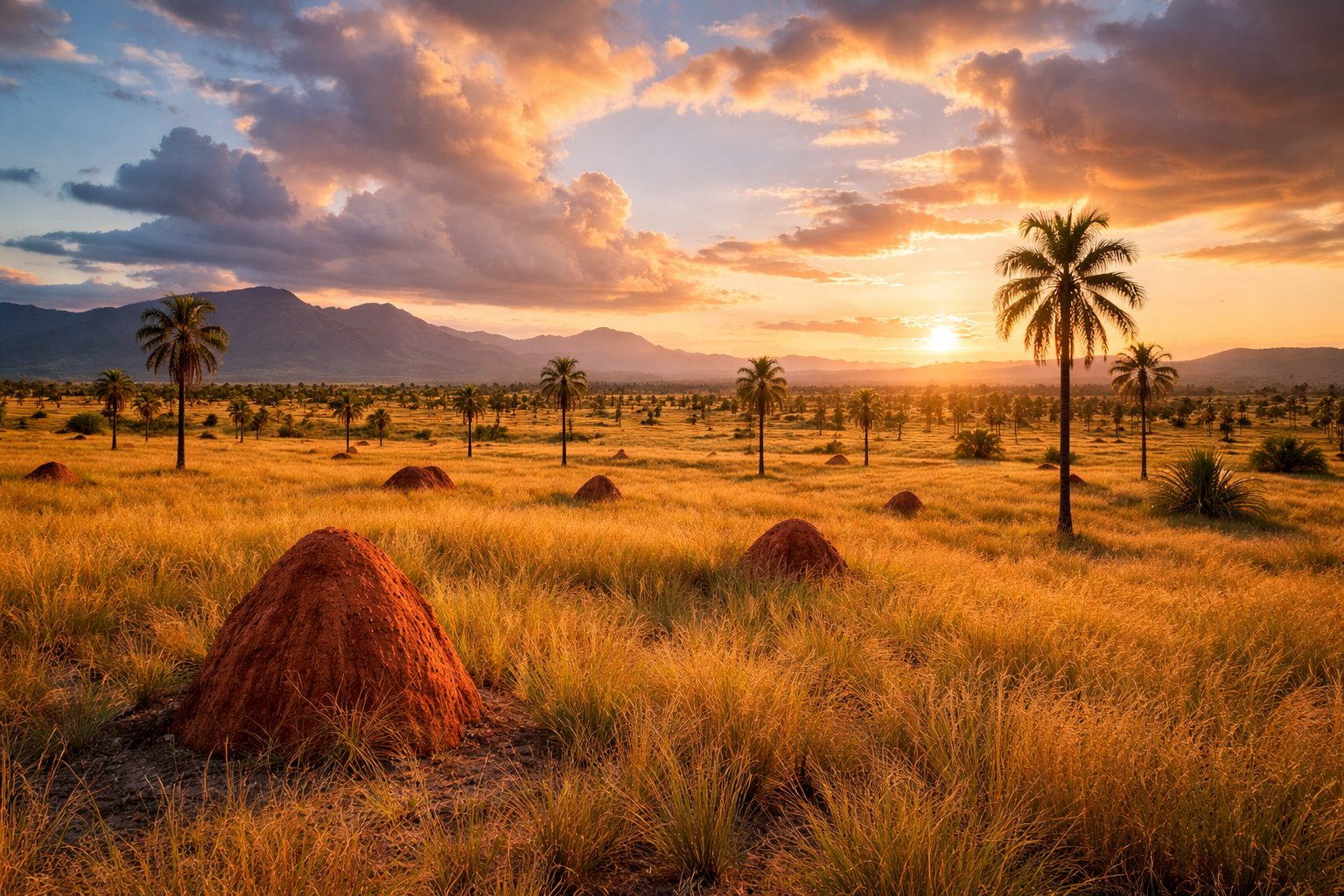 Rupununi Savanna landscape with wildlife