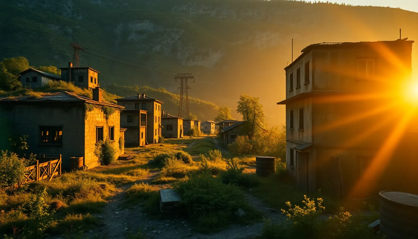Tkvarcheli Ghost Town - abandoned Soviet mining city with overgrown buildings