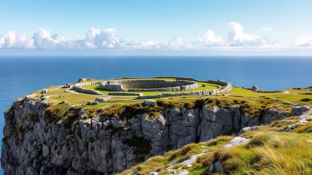 Dún Aonghasa prehistoric fort perched on the cliffs of Inishmore, Aran Islands