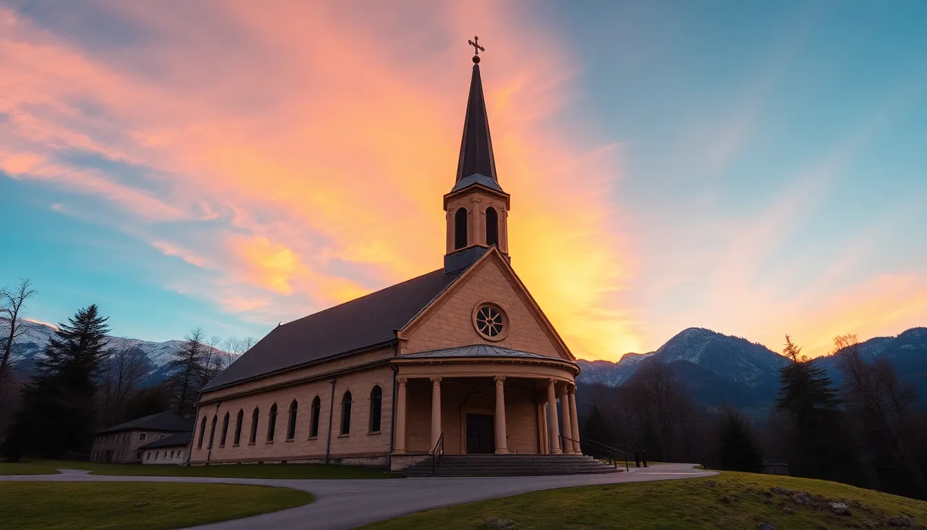 New Athos Monastery at sunset