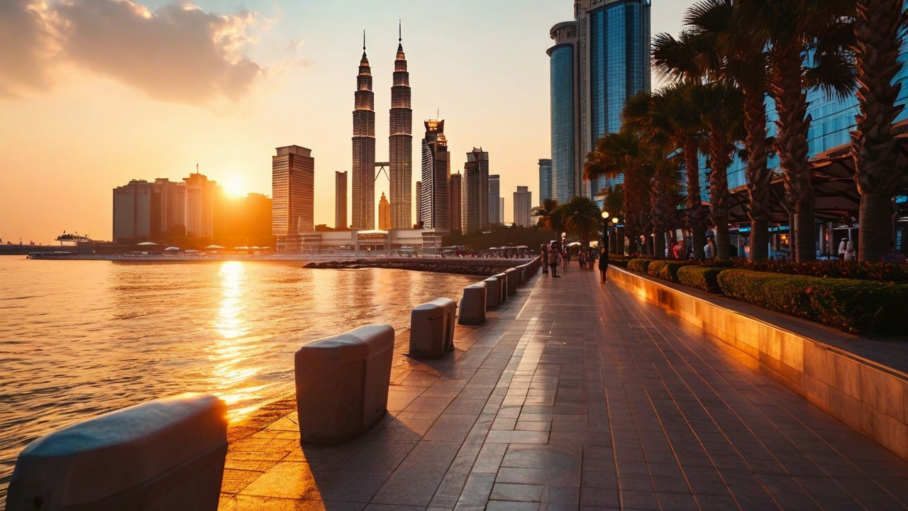 Kuala Lumpur Seafront Promenade at golden hour
