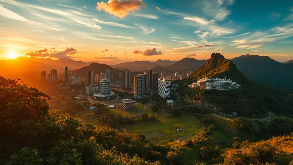 New Athos Monastery overlooking lake with Asia mountains