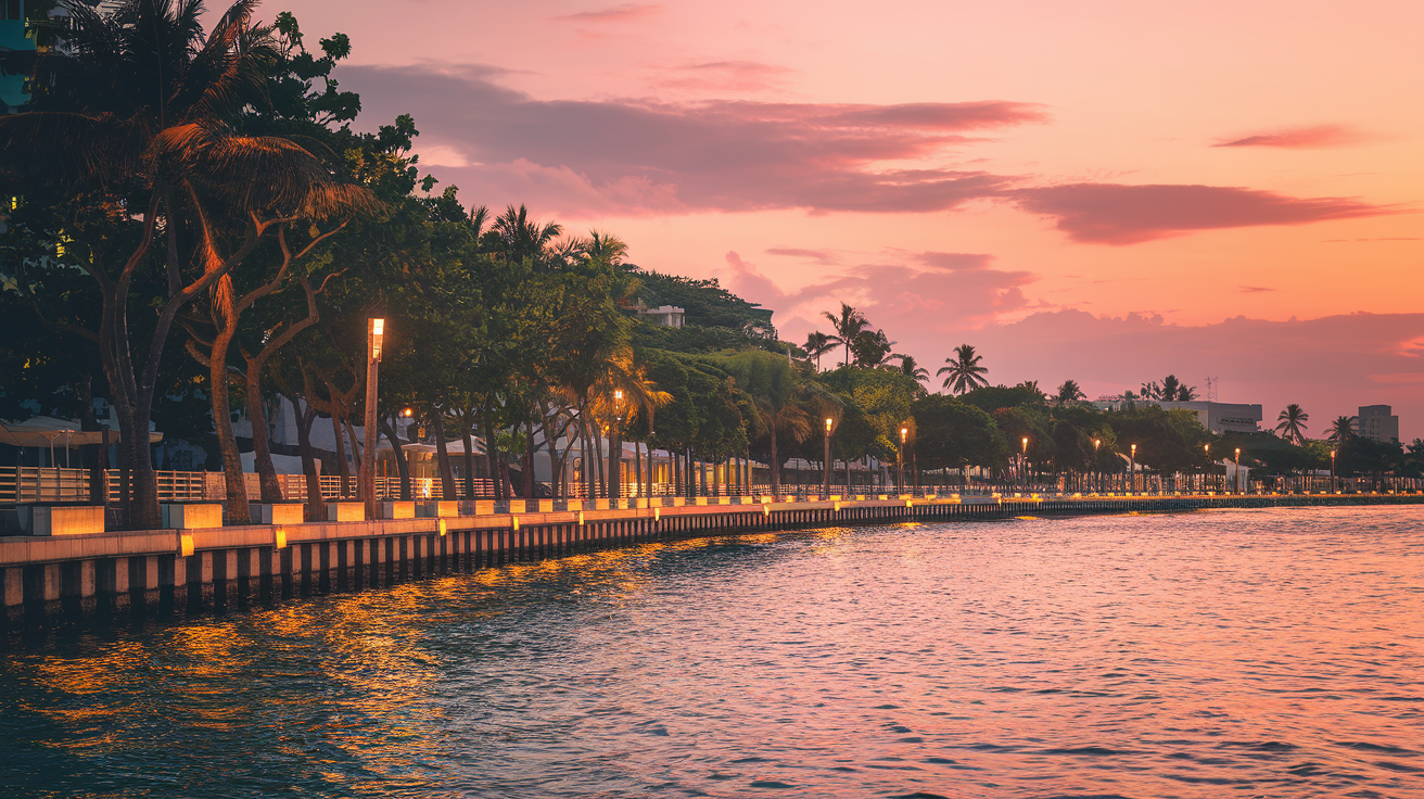 Malé Seafront Promenade at golden hour