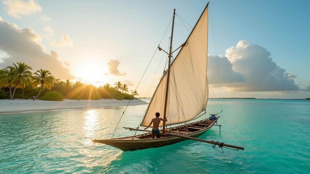 Traditional Marshallese outrigger canoe
