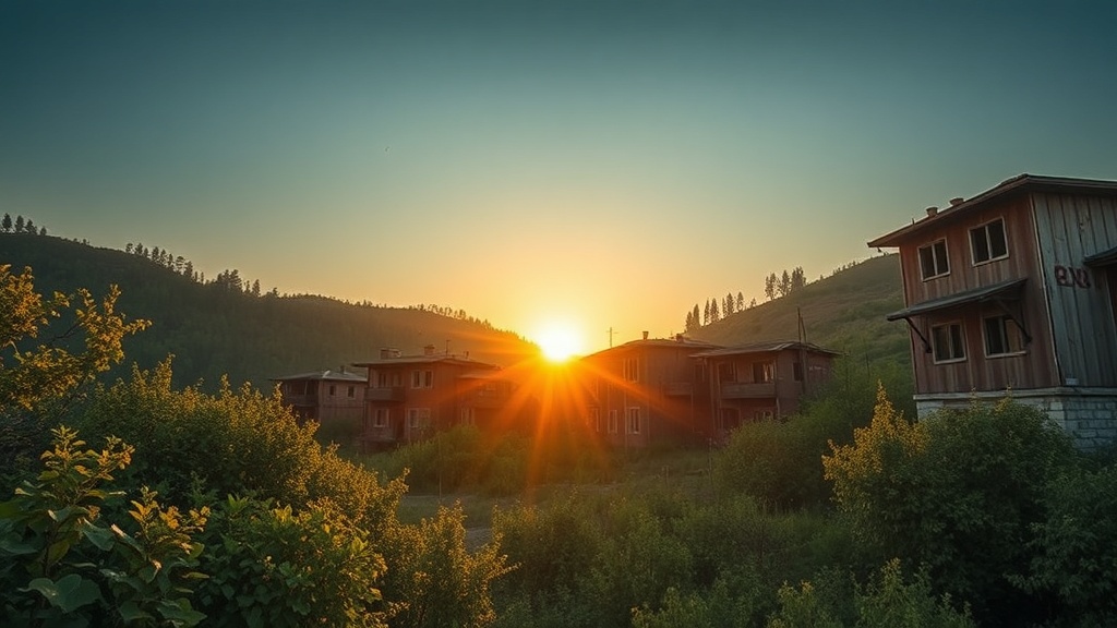 Tkvarcheli Ghost Town - abandoned Soviet mining city with overgrown buildings