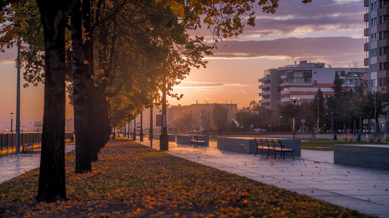 Skopje Promenade at Golden Hour