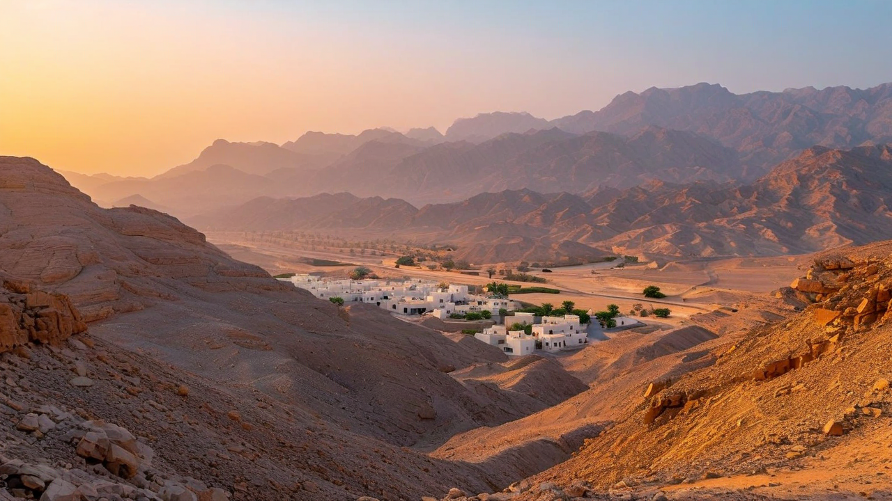 New Athos Monastery overlooking lake with Asia mountains