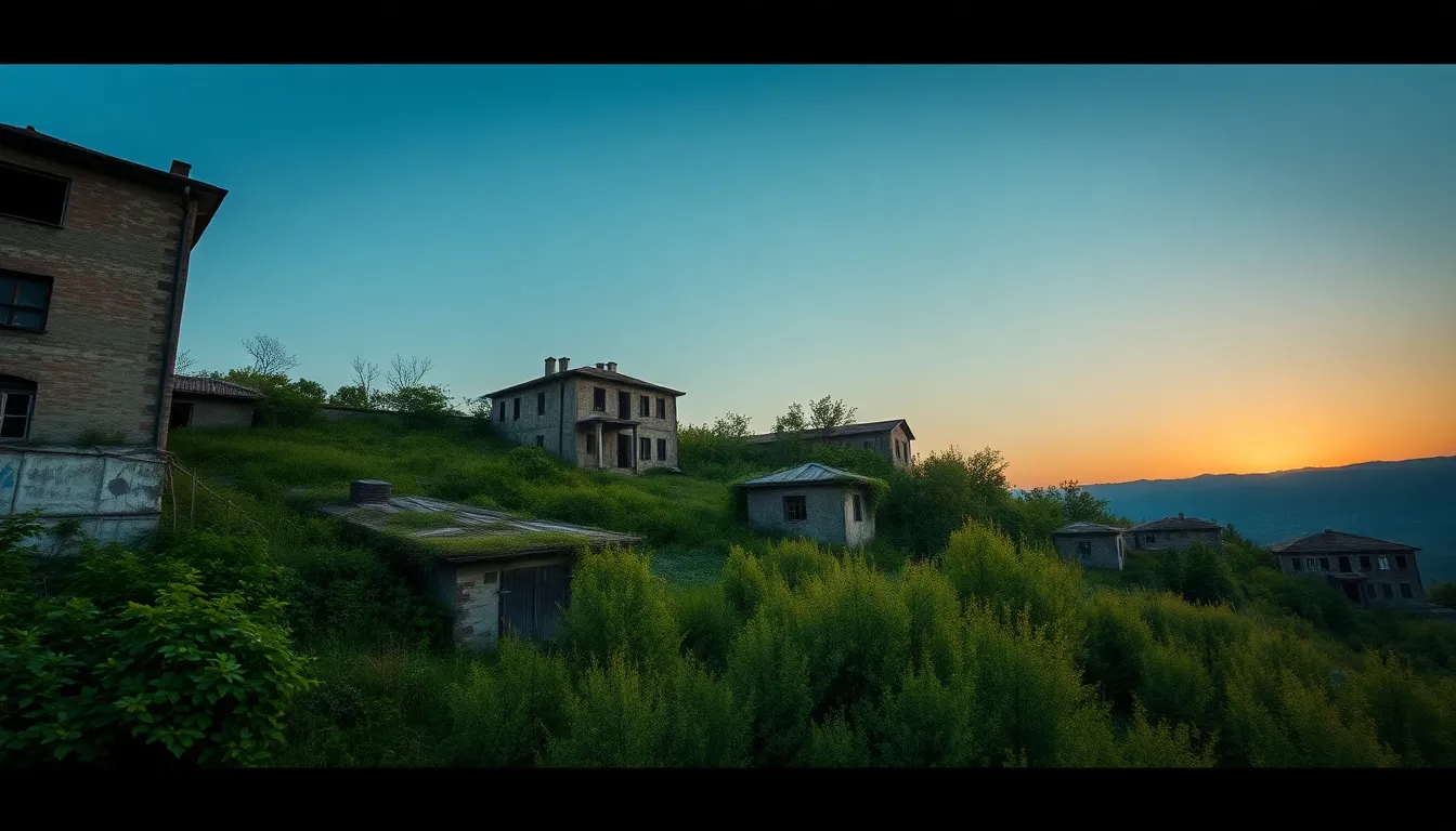 Tkvarcheli Ghost Town - abandoned Soviet mining city with overgrown buildings