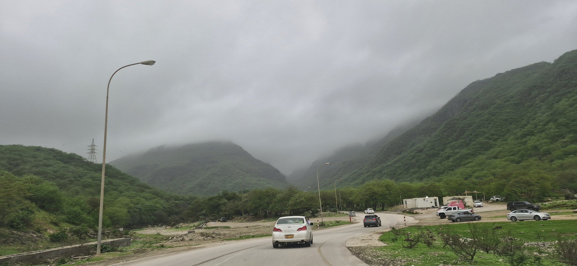 Khareef monsoon fog over green Dhofar mountains, Salalah