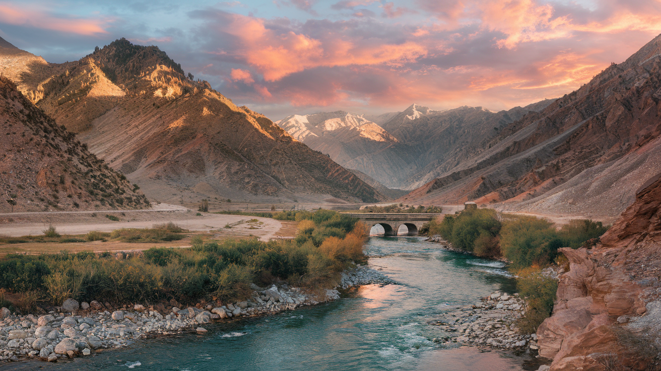 New Athos Monastery overlooking lake with Asia mountains