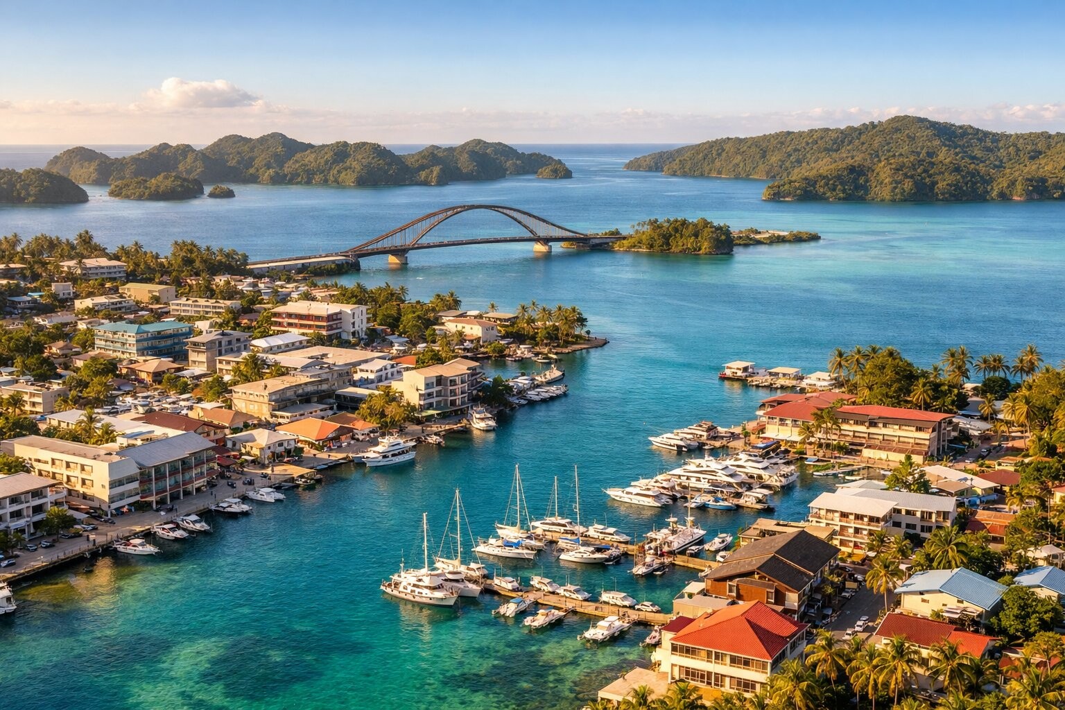 Aerial view of Koror city Palau