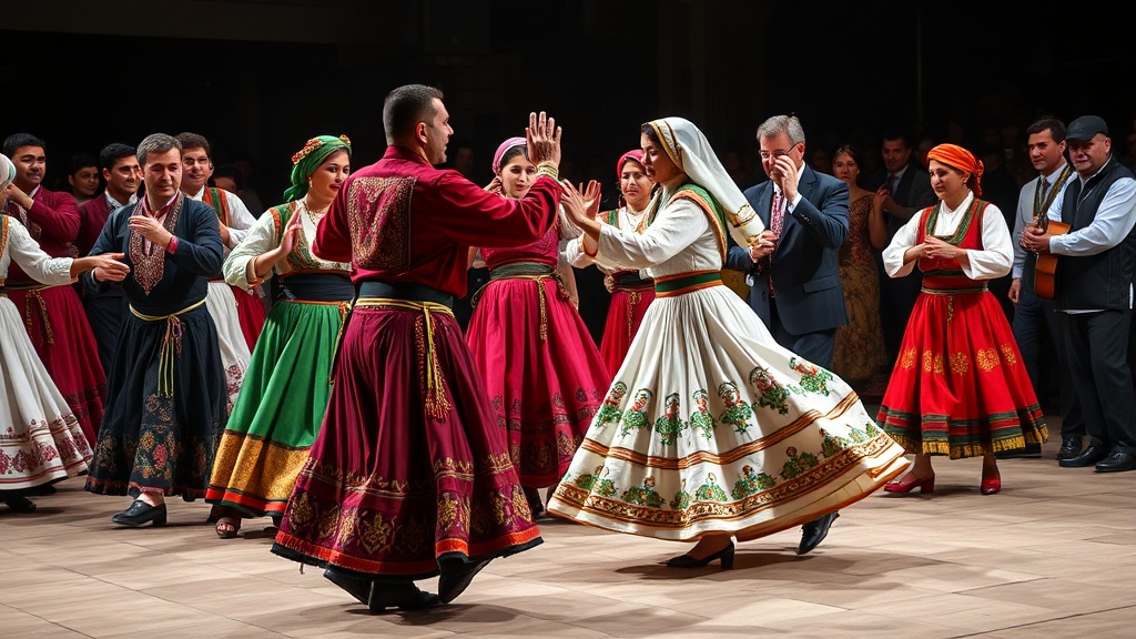 Palestinen vineyard feast at golden hour with traditional drinking horn raised in toast