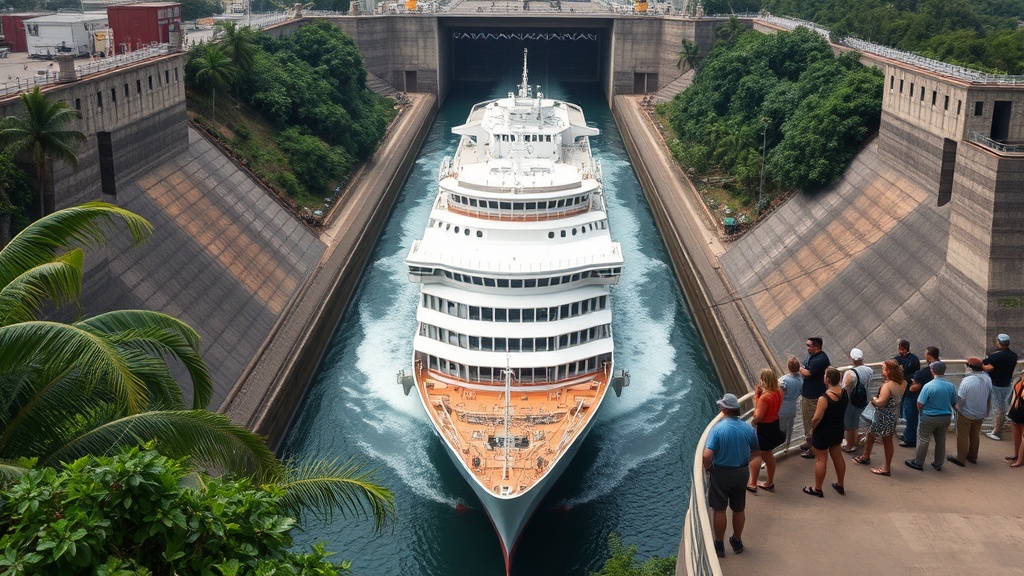 Miraflores Locks Panama Canal with ship