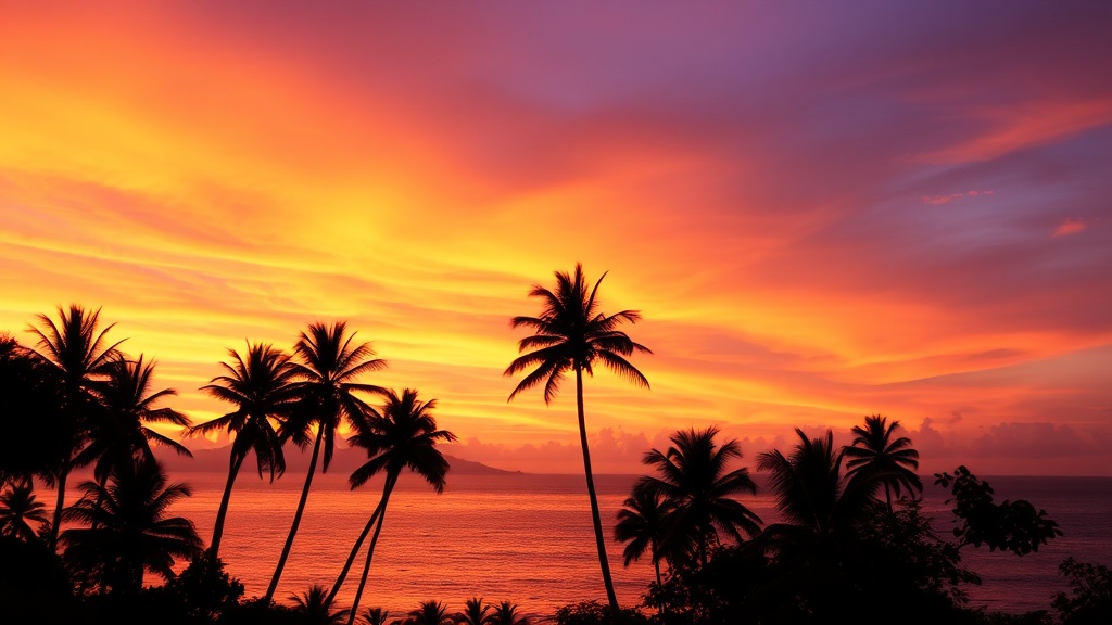 Spectacular sunset over Pacific coast Panama