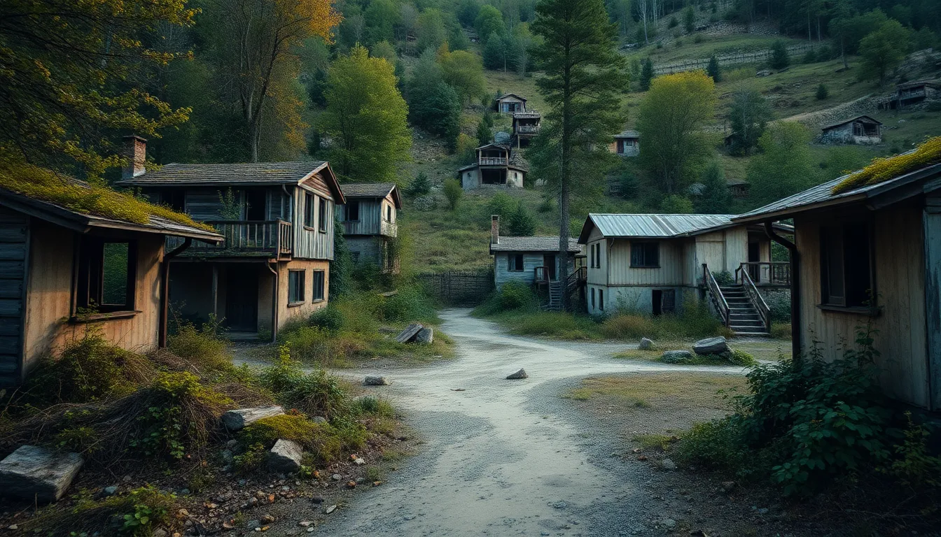 Tkvarcheli Ghost Town - abandoned Soviet mining city with overgrown buildings