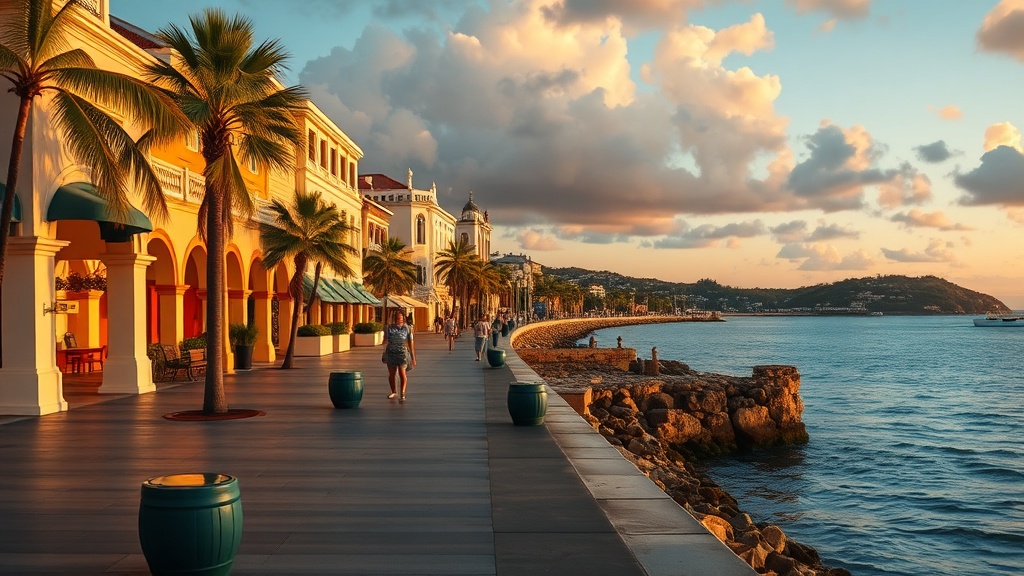 Basseterre Promenade at Golden Hour
