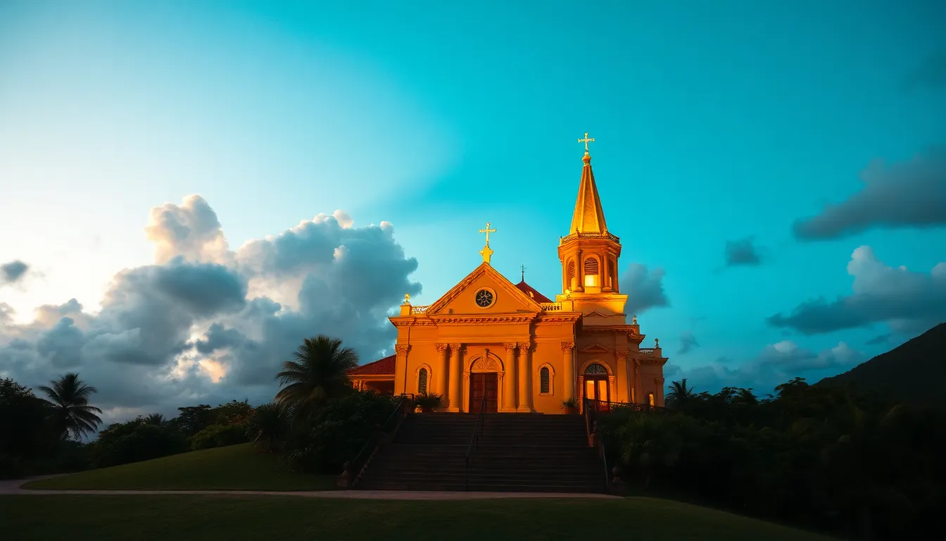 New Athos Monastery at sunset