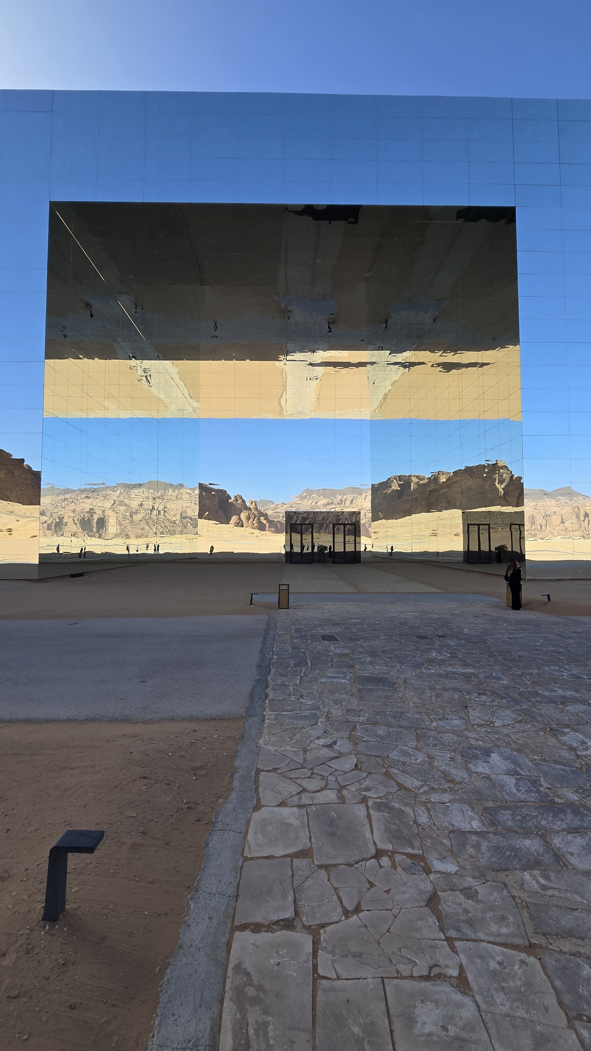 Maraya, the world's largest mirrored building, reflecting the AlUla desert landscape