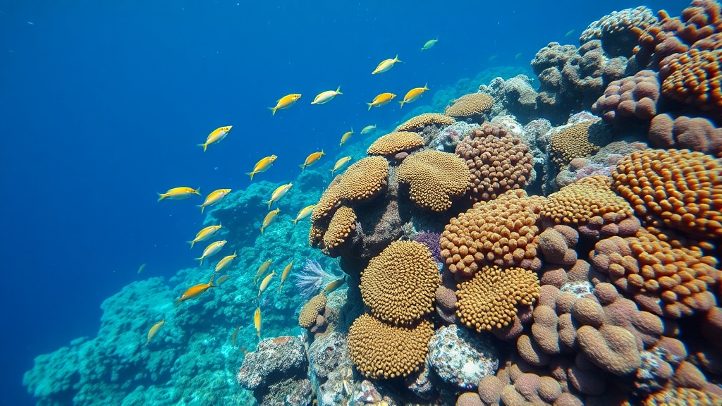 Coral reef and tropical fish in Seychelles waters