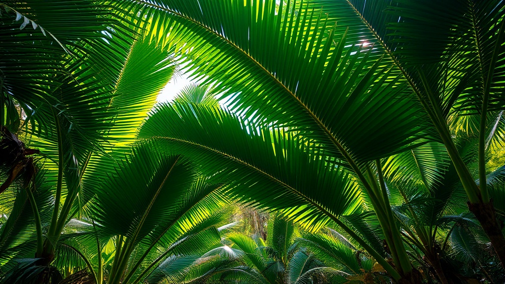 Coco de mer palms in Vallée de Mai, Praslin