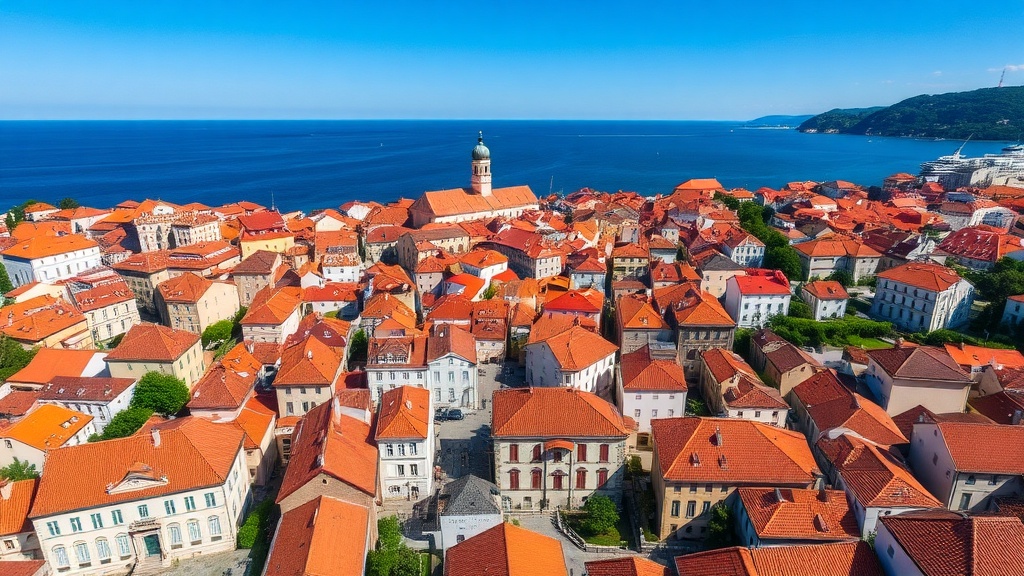 Piran coastal town from above