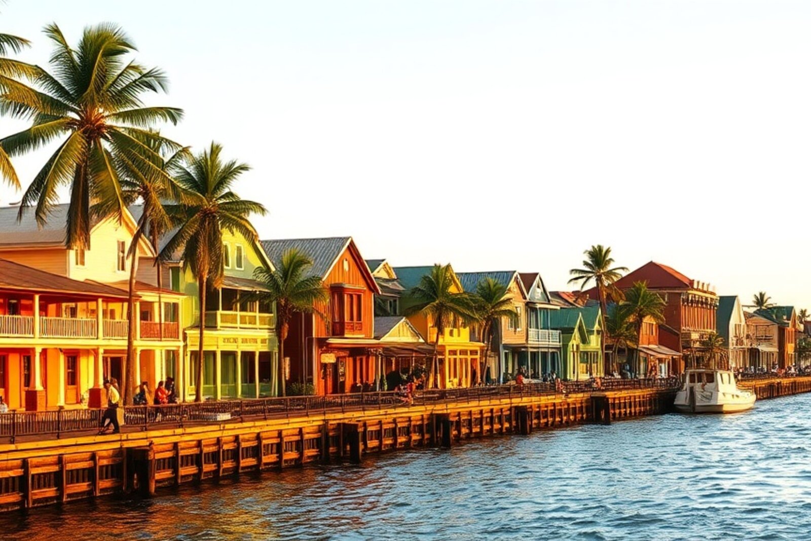 Paramaribo waterfront colonial wooden architecture along the Suriname River