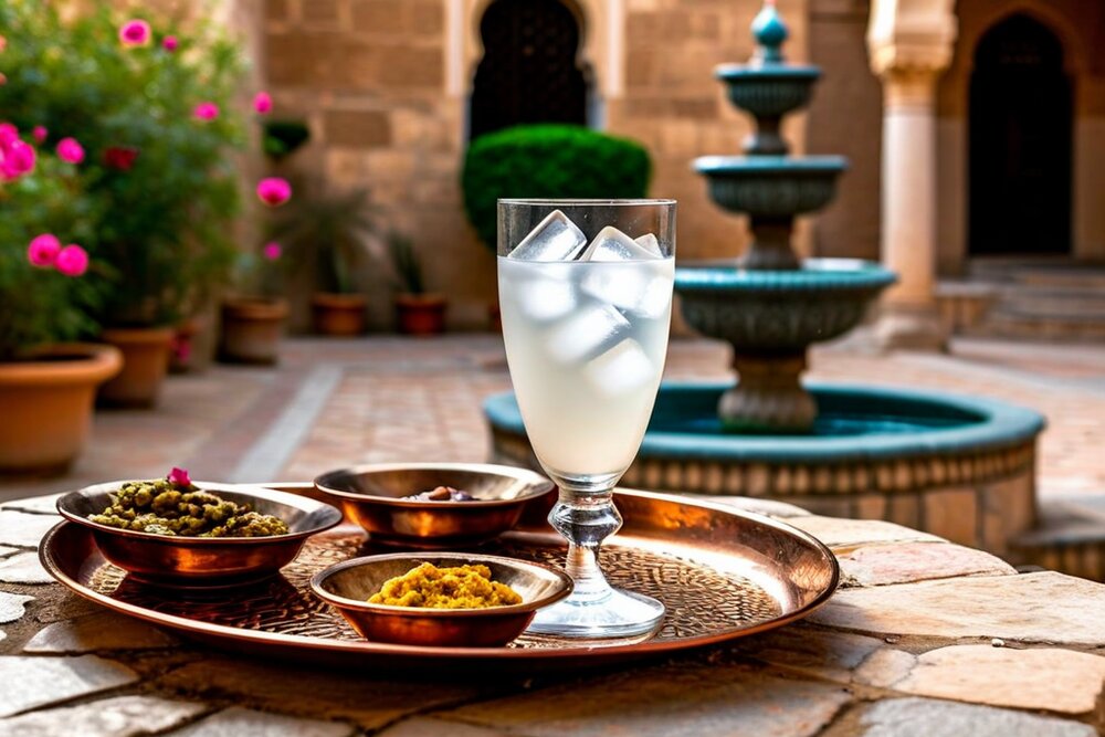 Arak served with a mezze spread