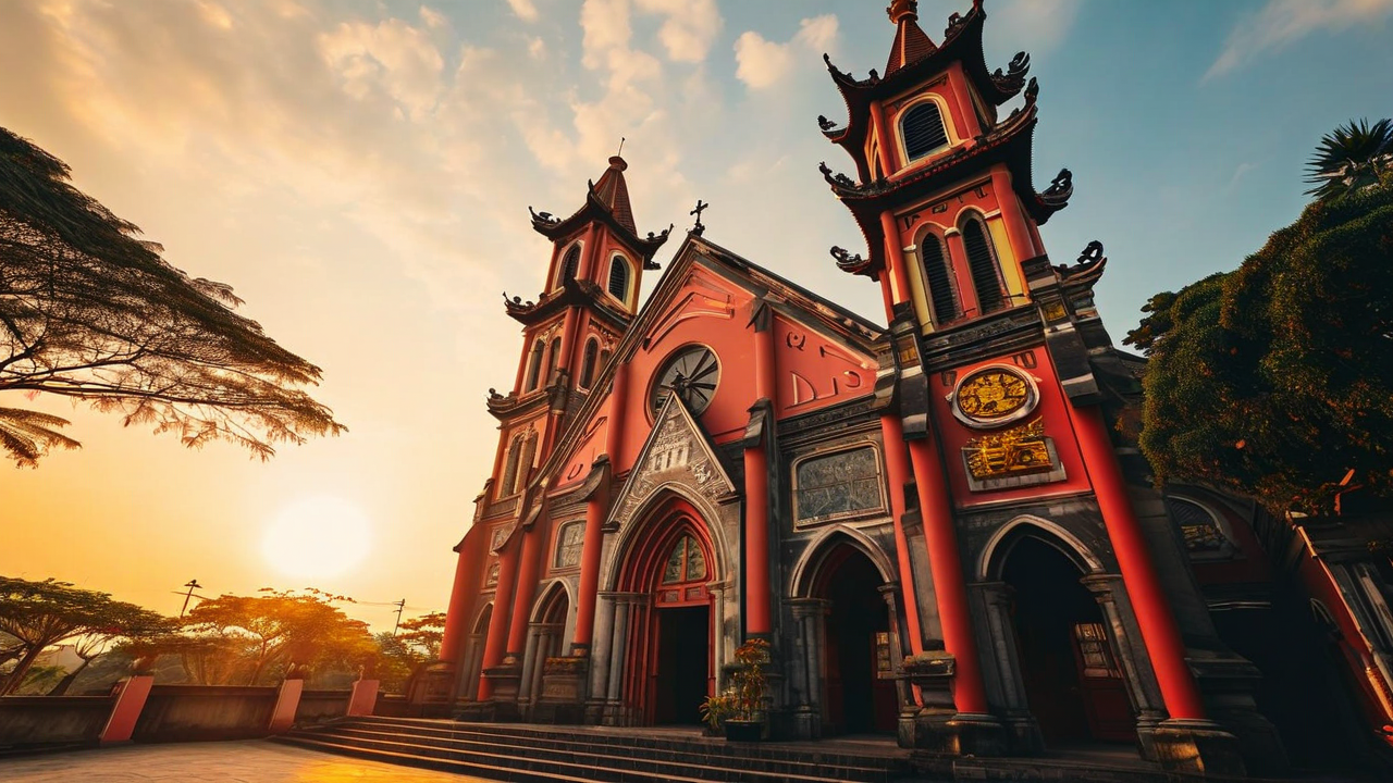 New Athos Monastery at sunset