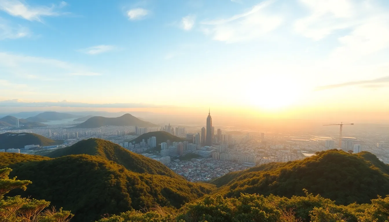 New Athos Monastery overlooking lake with Asia mountains