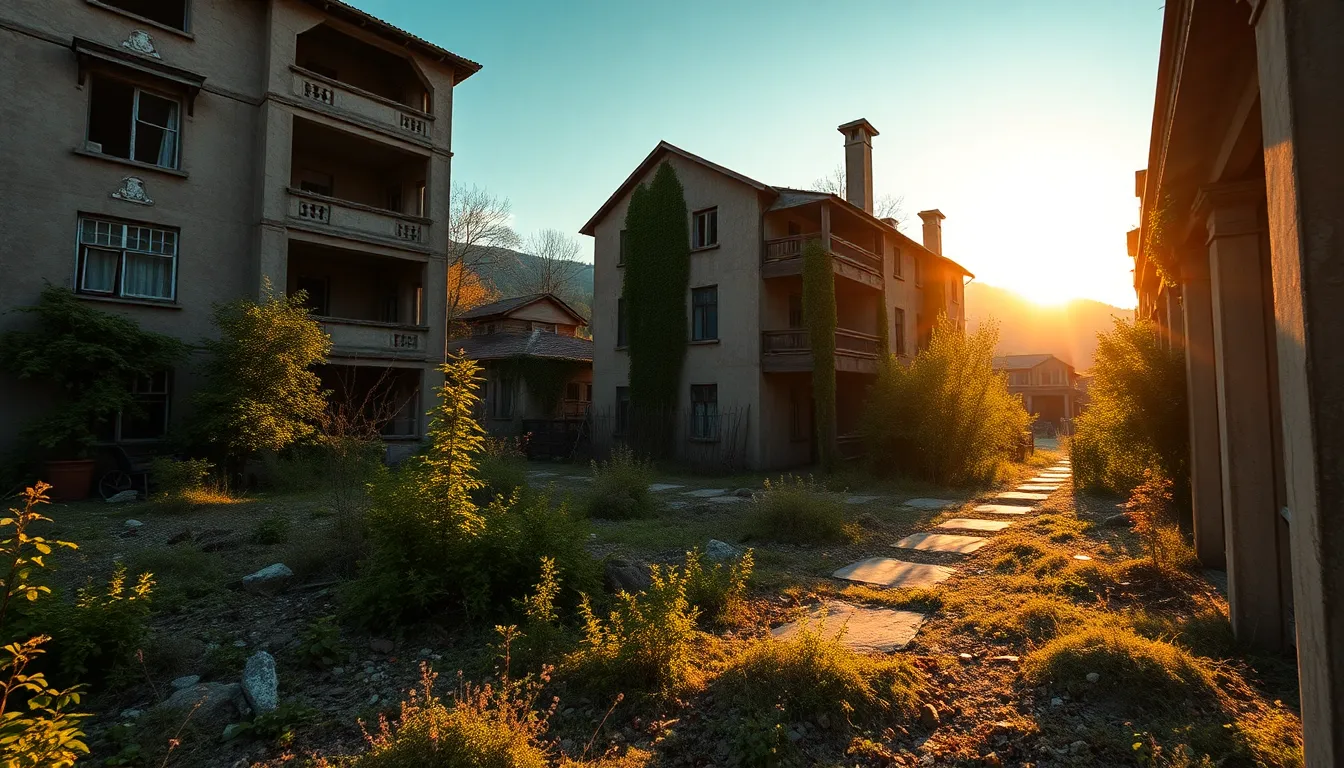 Tkvarcheli Ghost Town - abandoned Soviet mining city with overgrown buildings
