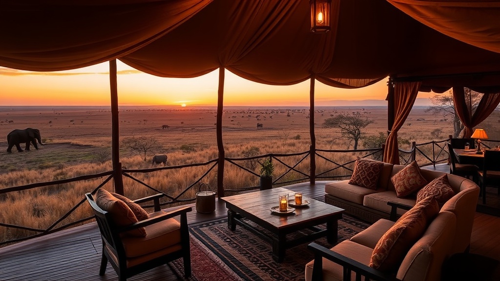 Luxury safari lodge overlooking Serengeti
