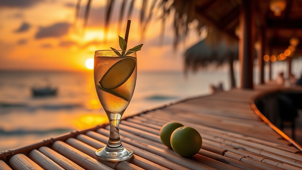 Dawa cocktail with Indian Ocean sunset