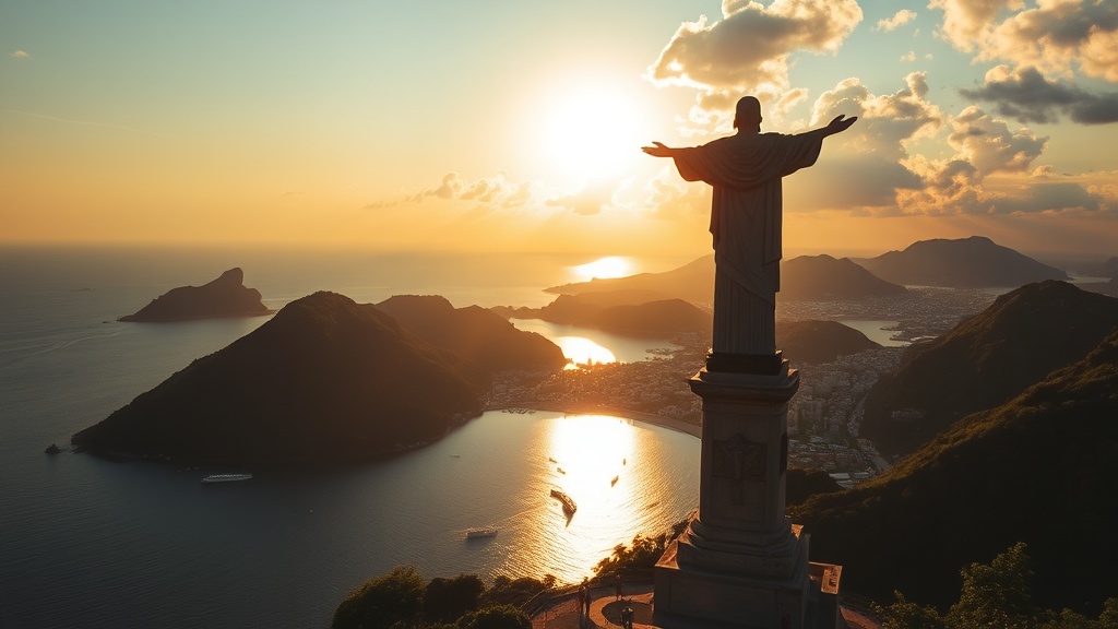 Cristo Rei statue overlooking Dili bay and mountains