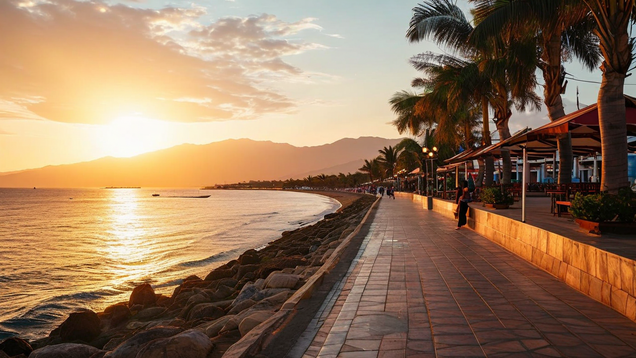 Dili Seafront Promenade at golden hour