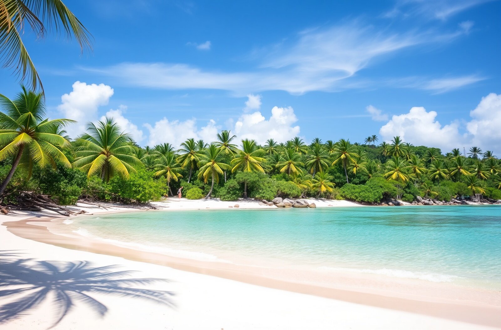 Tobago beach with palm trees