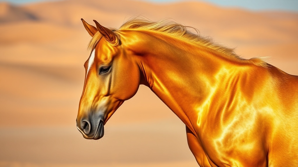 Akhal-Teke horse with golden coat