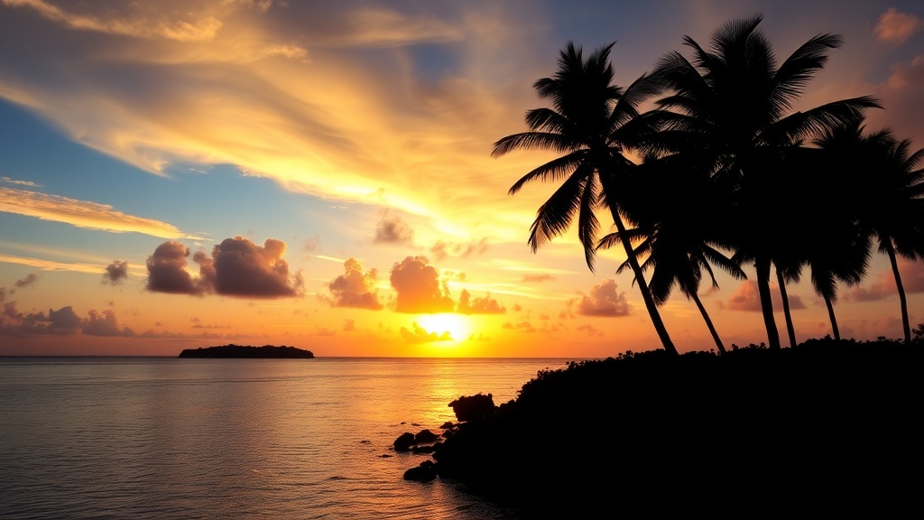 Sunset over Tuvalu Pacific Ocean