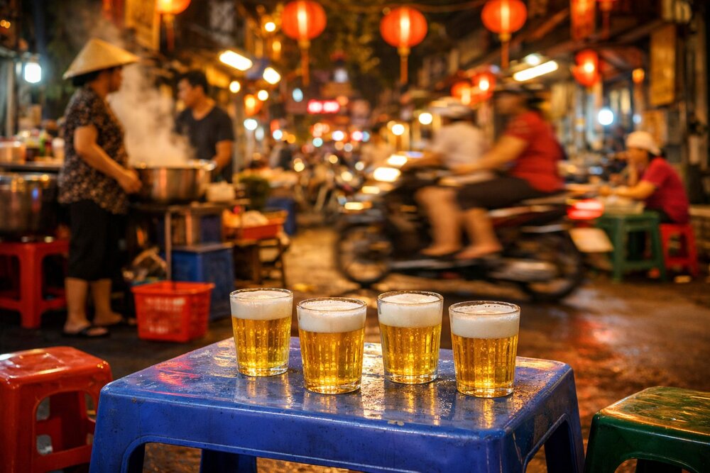 Bia Hoi fresh draft beer in Hanoi